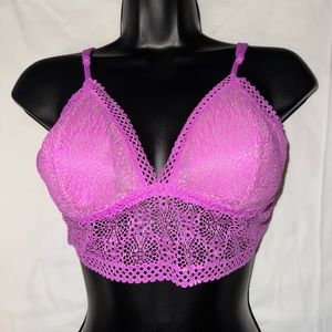 Victoria Secret Pink Lace Lined Bralette, L